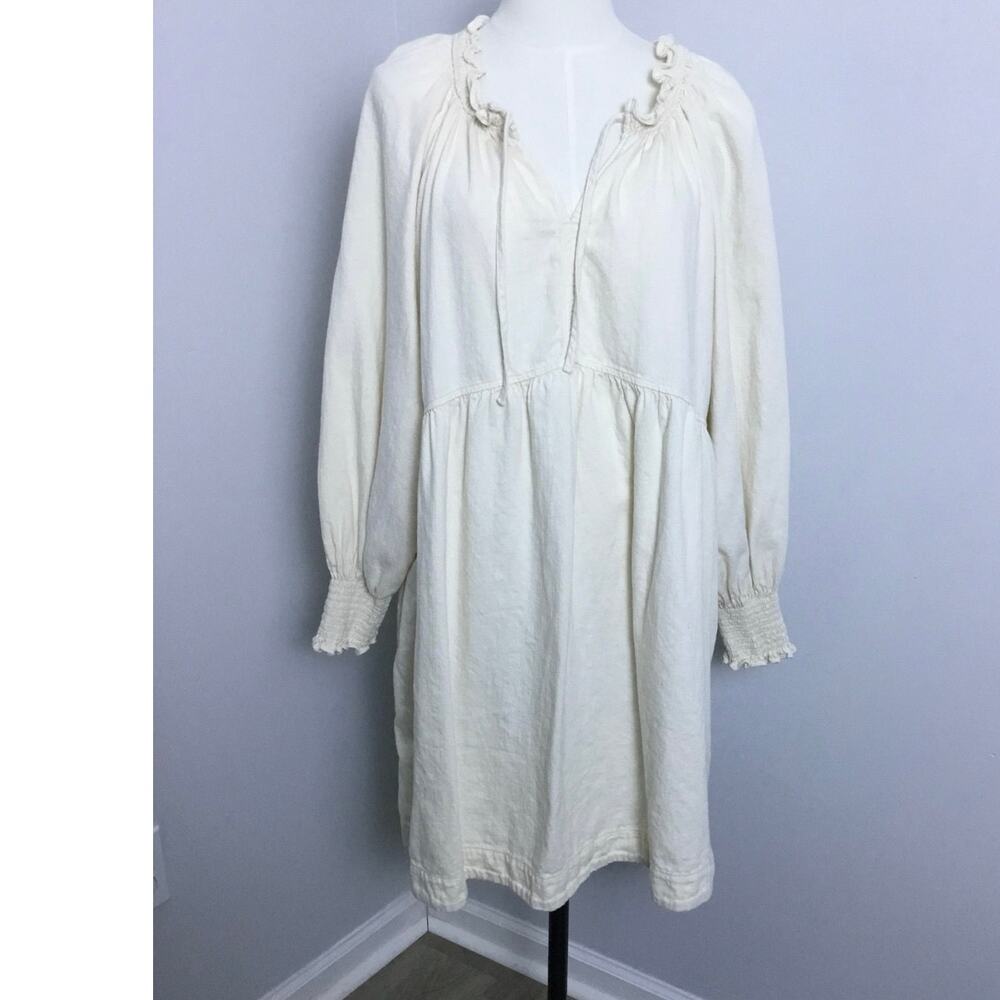 Old Navy Women’s Cream Peasant Dress Long Sleeve Boho Cottagecore Size XL